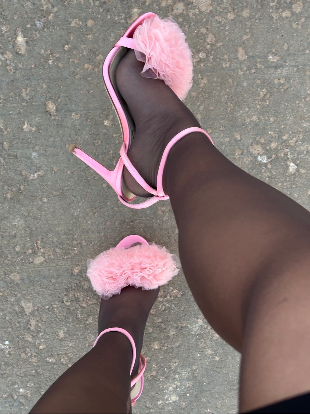 Jessica Simpson Jilria Tulle Ankle Wrap Pink Stilettos